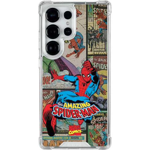 Marvel Classic Comics Amazing Spider-Man Collage Galaxy S25 Ultra Clear Case